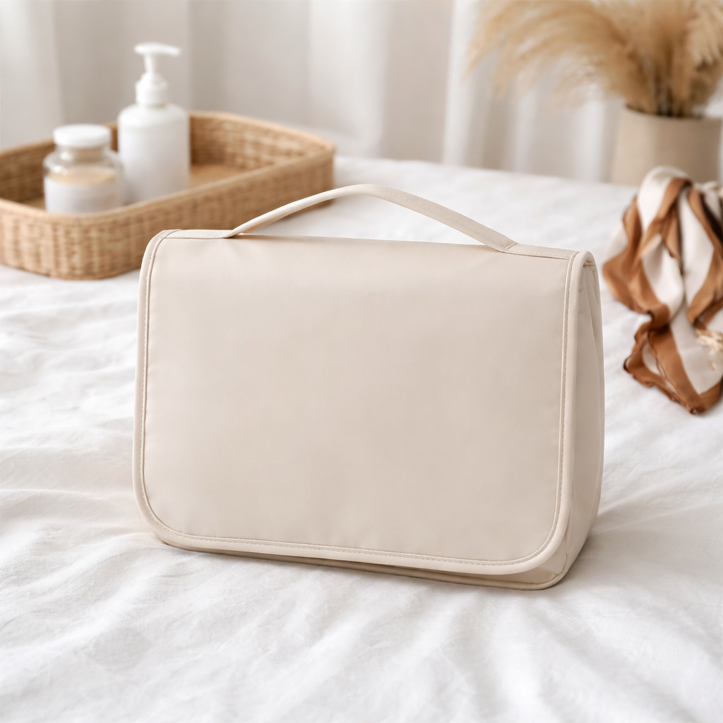 Travel Toiletry Bag for Women & Men | Waterproof Makeup Organizer & Cosmetic Case | 4-Layer Fold-able Bathroom Storage Kit with Sturdy Hook